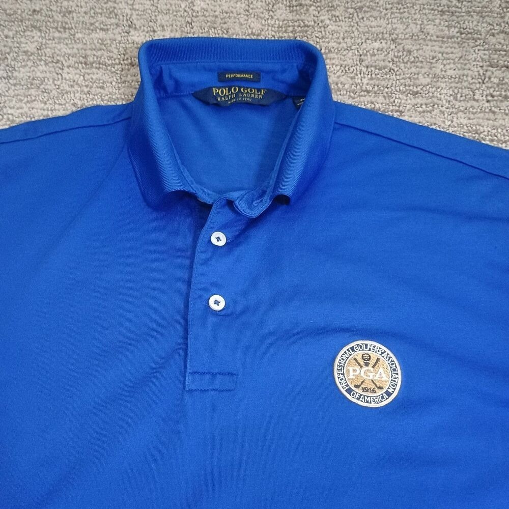 Polo Golf Ralph Lauren PGA Polo Mens XL Blue Performance Short Sleeve Shirt